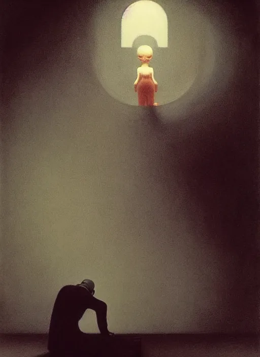 Prompt: death does not define and life is but a dream, Edward Hopper and James Gilleard, Zdzislaw Beksinski, Mark Ryden, Wolfgang Lettl highly detailed, hints of Yayoi Kasuma, Odilon Redon. Drexler