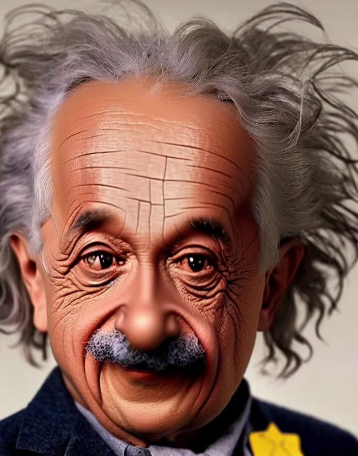 Image similar to Albert Einstein in a pixar film, movie, cinematic