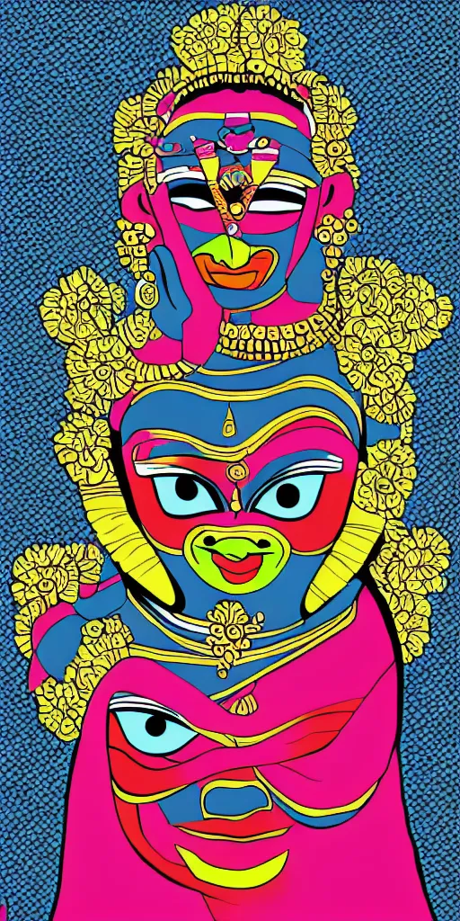 Image similar to kathakali illustration style pop art