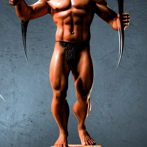 Prompt: Wolverine as a Greek statue 4k detail
