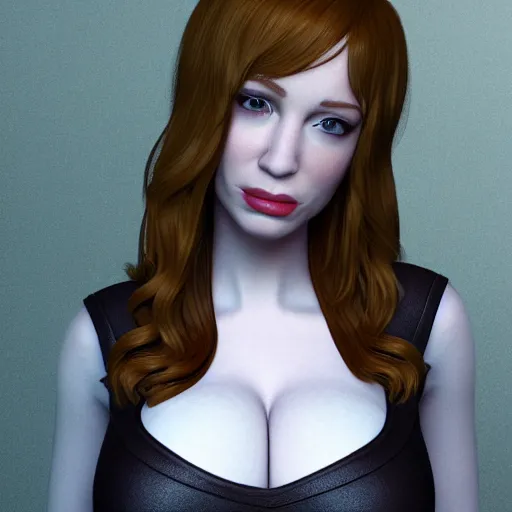 Image similar to christina hendricks as ole characters, 3 d render, blender,