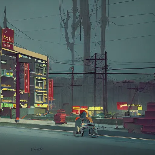 Image similar to hanoi in the style of stalenhag simon