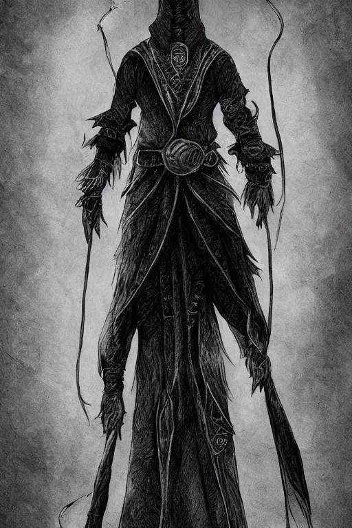 Image similar to wizard style clothing design, menswear, black and white tones, fantasy art