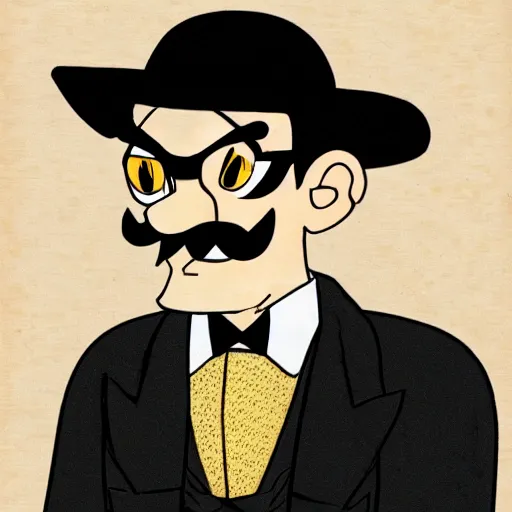 Image similar to waluigi as a mobster, tudor style portrait, highly detailed,