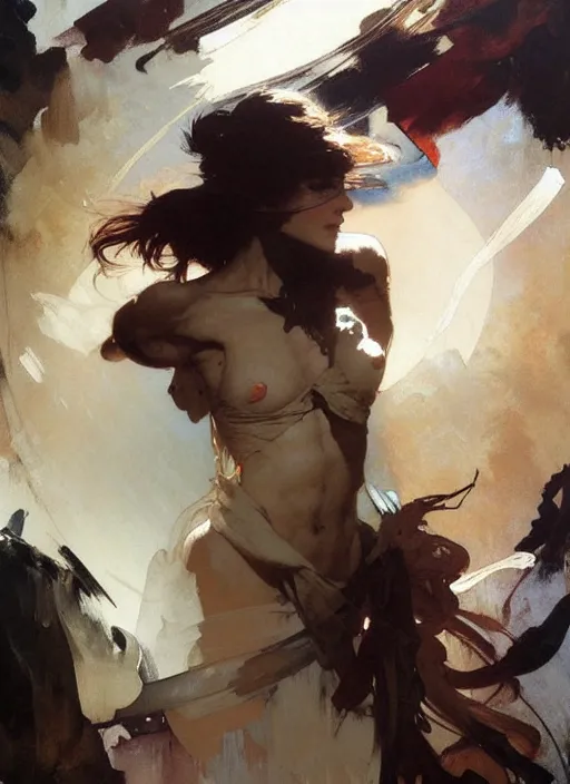 Image similar to beautiful neutral earth toned palette knife painting artwork by yoji shinkawa jeremy mann, 💃, charlie bowater and magali villeneuve and alphonse mucha, gaston bussiere, craig mullins, j. c. leyendecker, by artgerm