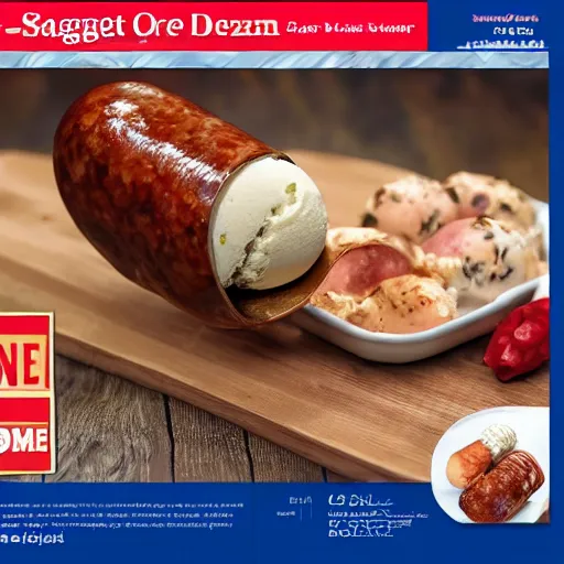 Image similar to sausage flavoured ice cream, culinary food magazine photo