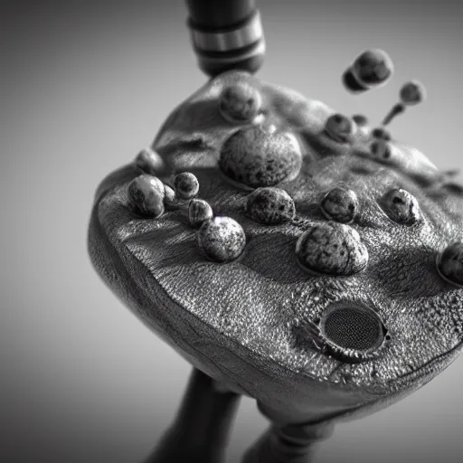 Image similar to microscope, green world, realistic, black and white, complex, octane render, unreal engine, photorealistic