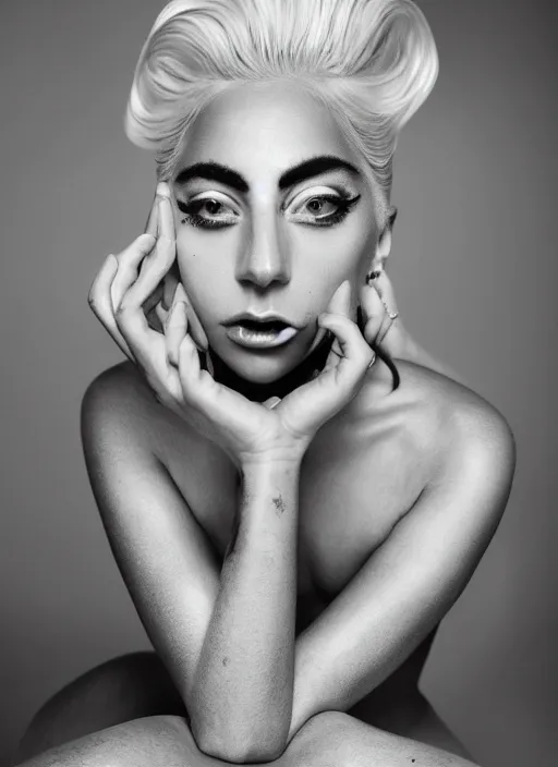 Image similar to lady gaga photoshoot by nick knight editorial studio lighting Highly realistic. High resolution. Highly detailed. Dramatic. 8k.4k.