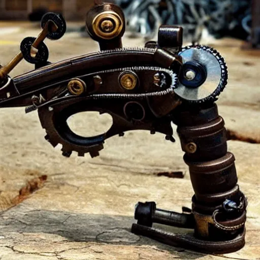 Prompt: steampunk grappling hook launcher