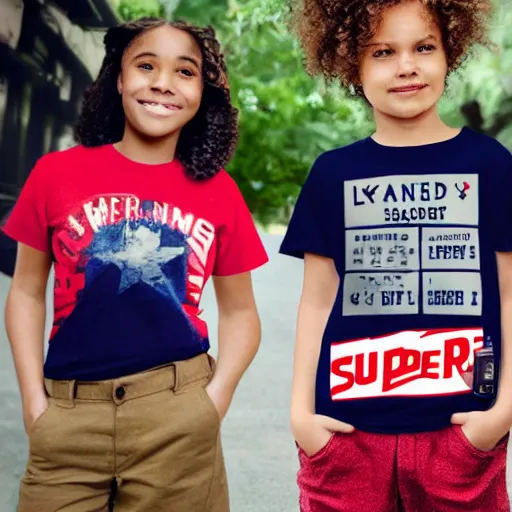 Prompt: kennedy wore a superme t - shirt