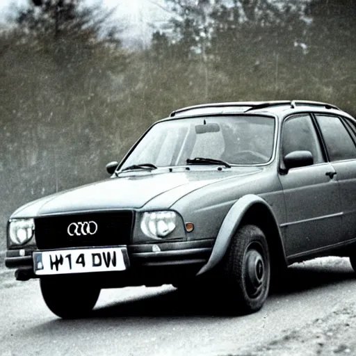 Prompt: an audi a 4 quattro allroad being used during ww 2