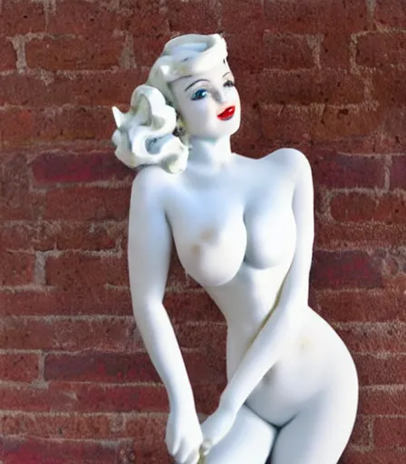 Image similar to pinup statue made from white