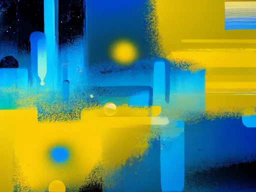 Prompt: hd wallpaper for desktop computers, abstract painting, deep blue color scheme, futuresynth design, glowing, 4 k