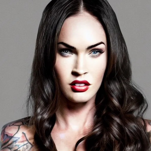 Image similar to megan fox portrait, arcane netflix, arcane vi, arcane jinx, concept portrait, acrace series