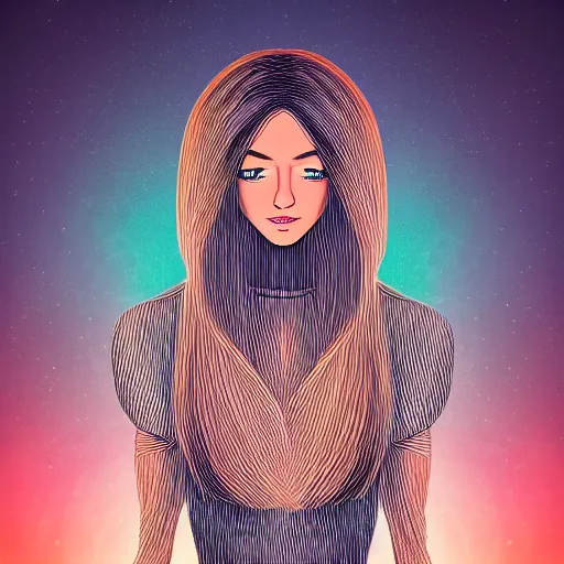 Image similar to a beautiful illustration of a very beautiful young woman with long hair, full body, symmetrical, crystal lighting, 4 k