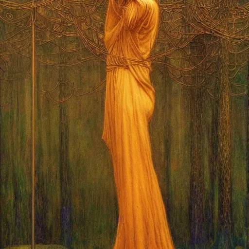 Image similar to A druid, by Jean Delville, golden ratio, perfect composition, elegant, extremely detailed, artstation