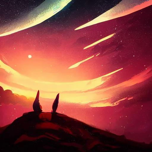 Image similar to a european nightjar in a glowing nightsky, by anato finnstark, by alena aenami, by john harris, by ross tran, by wlop, by andreas rocha