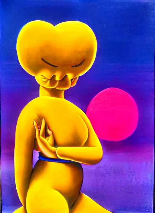 Prompt: yoga by shusei nagaoka, kaws, david rudnick, airbrush on canvas, pastell colours, cell shaded, 8 k