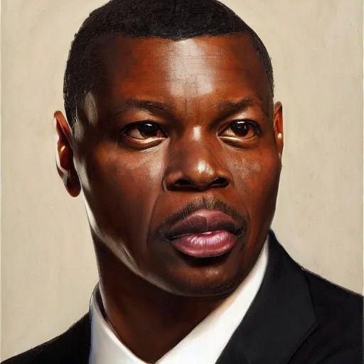 Image similar to bill antedtu corporate portrait, professional profile photo, hyperreal photo portrait by jonathan yeo, by kehinde wiley, by craig wiley, by david dawson, professional studio lighting, detailed realistic facial features