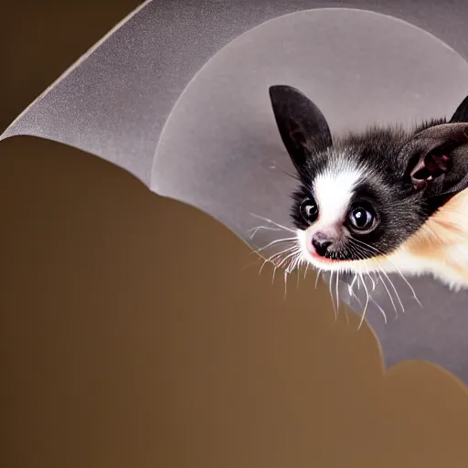 Image similar to a bat kitten, in flight, Nikon, telephhoto