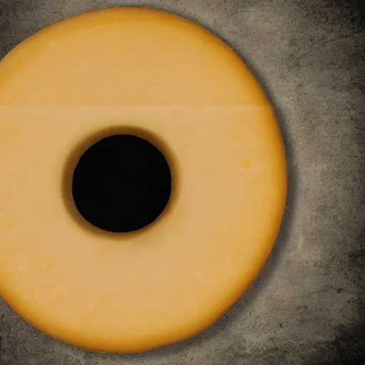 Image similar to an ultra - realistic photograph of a cheese in a middle of nothingness