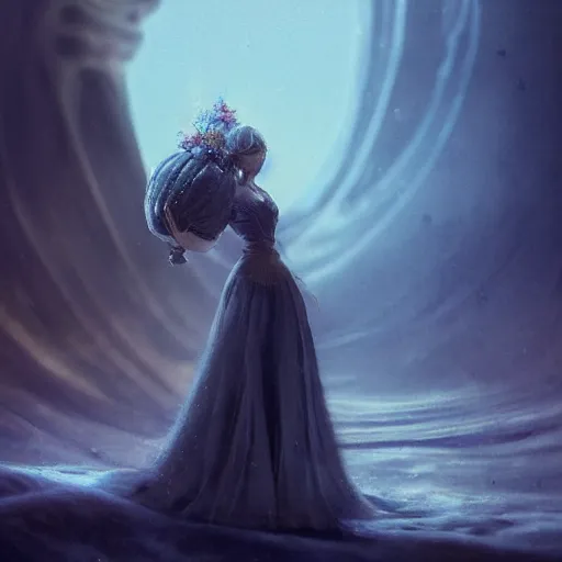 Prompt: A beautiful portrait of a pretty princess holding a pumpkin, in the style of romanticism, cinematic, character portrait, epic fantasy, 3d with depth of field, blurred background, female, nautilus. A highly detailed epic cinematic concept art CG render. made in Maya, Blender and Photoshop, octane render, excellent composition, cinematic dystopian brutalist atmosphere, dynamic dramatic cinematic lighting, aesthetic, stylized, very inspirational. Golden hour. detailed. hq. realistic. warm light. vibrant color scheme. highly detailed. muted colors. Moody. Filmic. Dreamy.