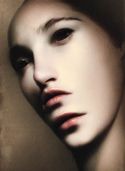 Prompt: close - up portrait of beautyful girl, fine art photo portrait by paolo roversi,