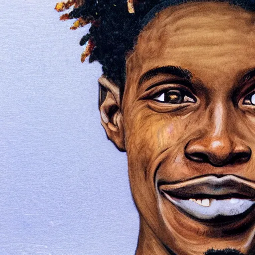 Prompt: a realistic portrait of Jah Shaka smiling