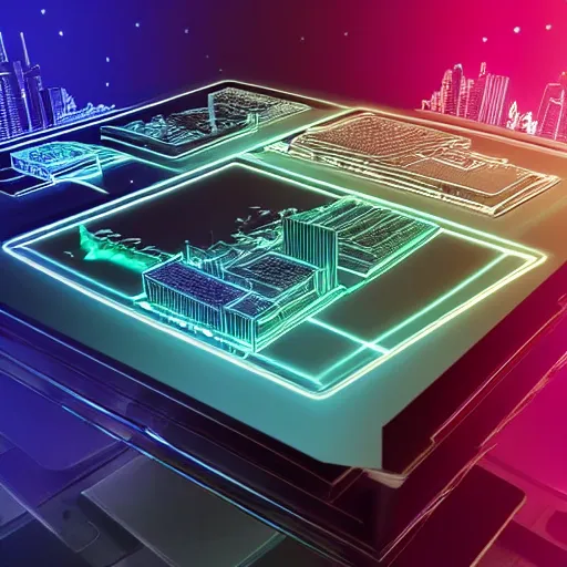 Image similar to hologram of futuristic city on a table