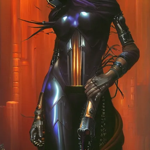 Image similar to an amazing masterpiece of art by gerald brom 🐐 🔥 cyberpunk woman