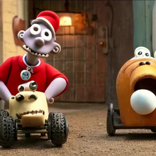 Prompt: stills from a new wallace and gromit movie