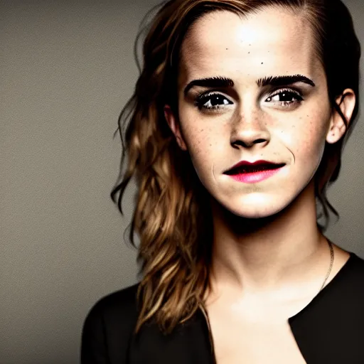 Prompt: A photograph of Emma Watson as a man. Gender switched, Studio lighting