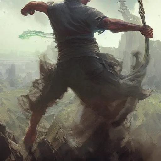 Image similar to portait of a adam sandler swinging his long sword, front game card, drark, marvel comics, dark, intricate, highly detailed, smooth, artstation, digital illustration by ruan jia and mandy jurgens and artgerm and wayne barlowe and greg rutkowski and zdislav beksinski