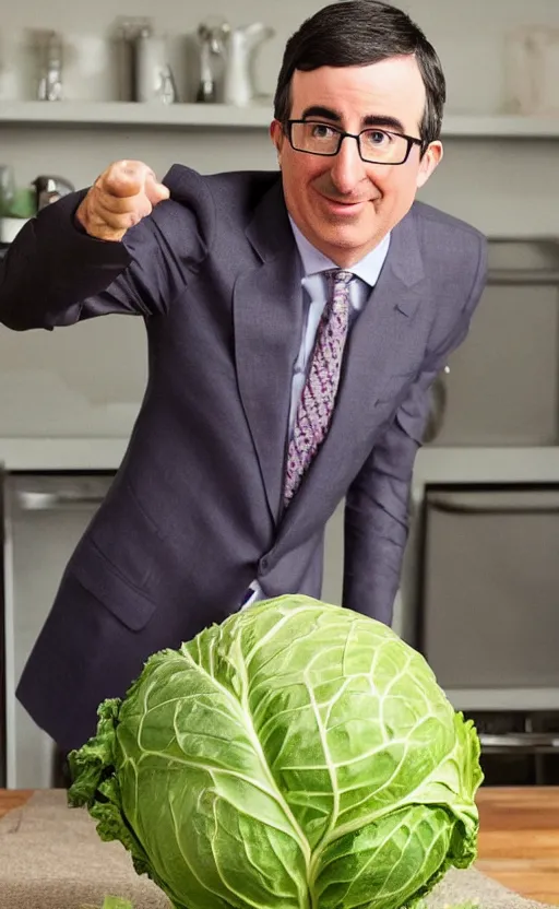 Image similar to john oliver throwing a cabbage