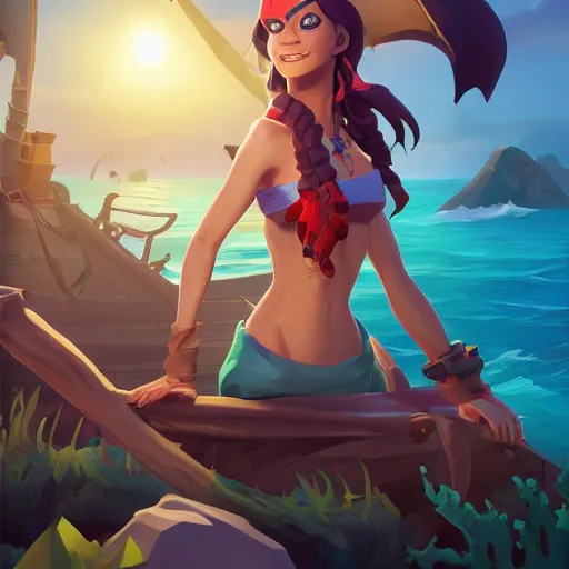 Image similar to jack the pirate mermaid on sea of thieves game avatar hero, behance hd by jesper ejsing, by rhads, makoto shinkai and lois van baarle, ilya kuvshinov, rossdraws global illumination