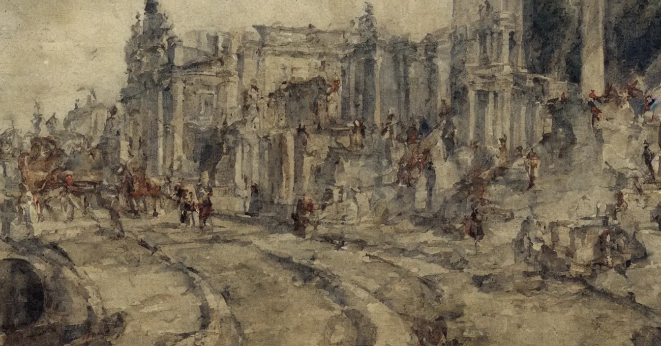 Image similar to All roads lead to Rome, detail, great sense for composition, by best painter,