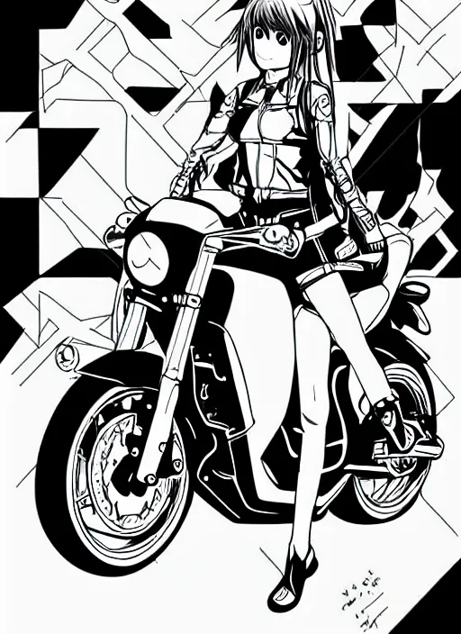 Prompt: motorcycle girl in animanga