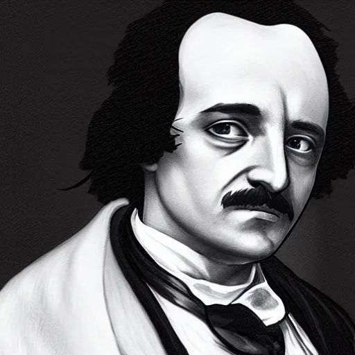 Prompt: portrait of edgar allen poe playing video games, photorealistic, highly detailed