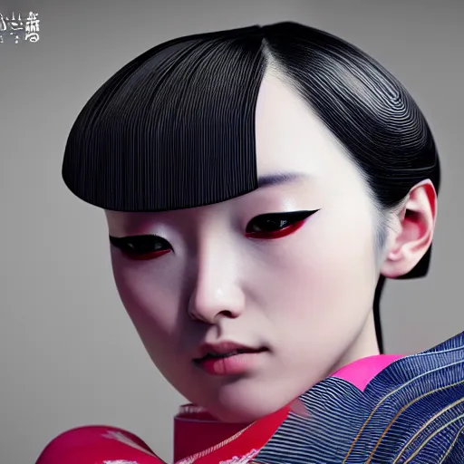 Prompt: japanese kimono inspired avant-garde art, deco fashion, highly detailed, photorealistic portrait, bright studio setting, studio lighting, crisp quality and light reflections, unreal engine 5 quality render