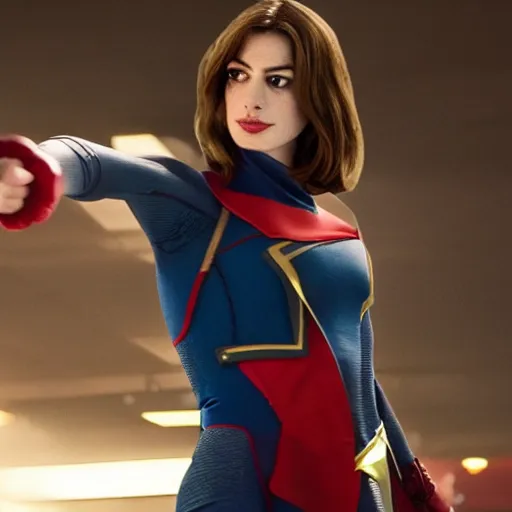 Prompt: Anne Hathaway as Ms. Marvel