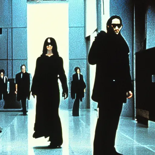 Prompt: a film still of matrix directed by Stanley kubrick in 1975