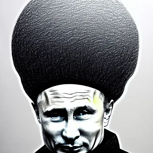 Prompt: vladimir putin as a mushroom cloud, cartoonish, ultra detailed pencil drawing