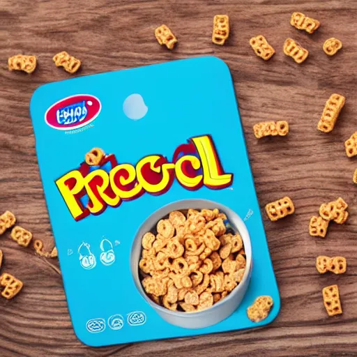 Image similar to a pack of cereal for kids, product photo,