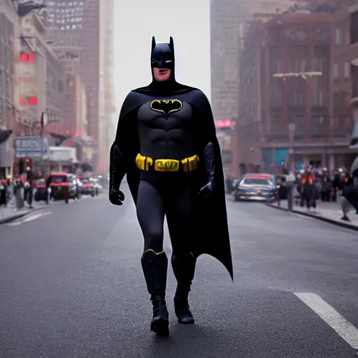 Image similar to Adam West as Batman 2022, 105mm, Canon, f/4, ISO 800, 1/200s, 8K, RAW, symmetrical balance, Dolby Vision