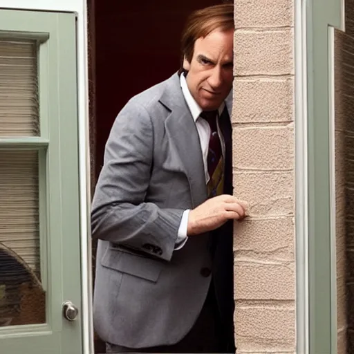 Prompt: Saul Goodman breaking into a persons house