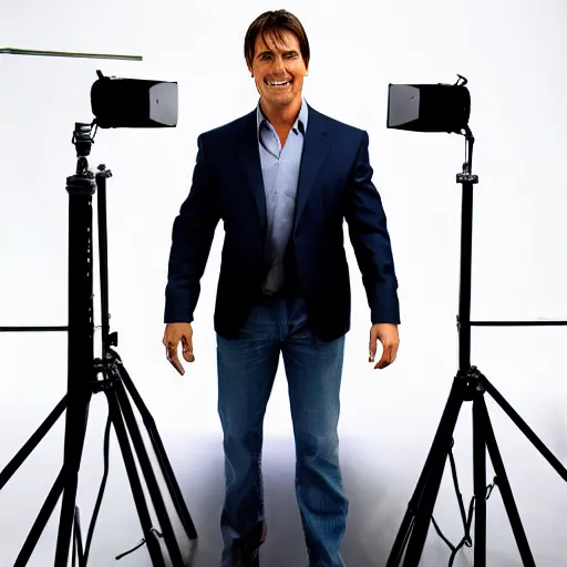 Prompt: A photo of Tom Cruise, head shoot, promo shoot, studio lighting