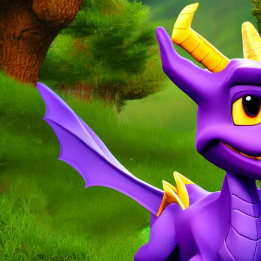 Prompt: Hyperrealistic photo of Spyro the Dragon, 4k