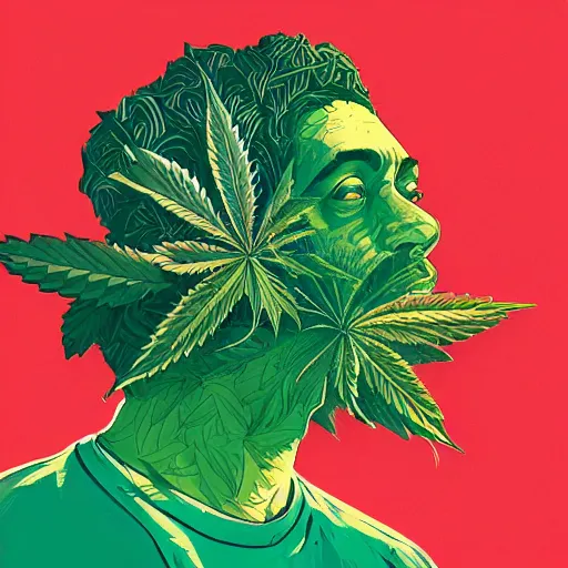 Prompt: marijuana profile picture by sachin teng x jose mertz, miami, organic painting, marijuana smoke, matte, hiphop, hard edges, energetic, 3 d shapes, asymmetrical, smoke, green, highly detailed