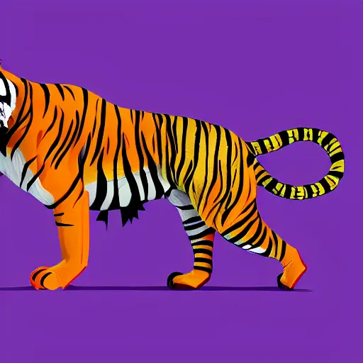 Prompt: colourful breathtakingly weird beautiful powerful magical wonderfully majestic beautifully cool isometric tiger, 8 k artstation