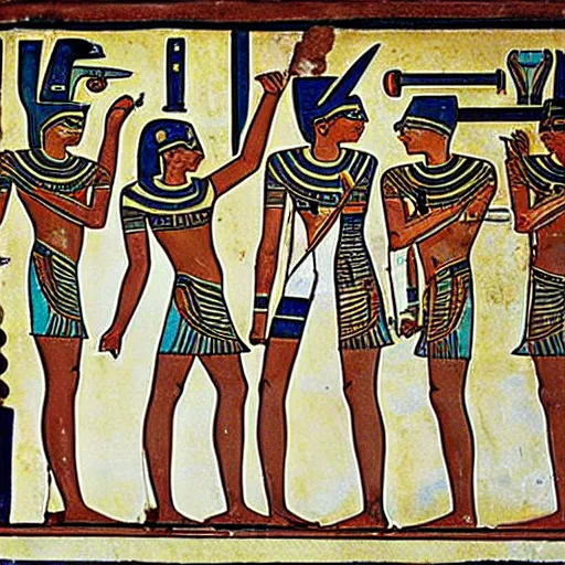 Image similar to ancient egyptian art of set taking a selfie